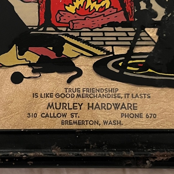 Vintage reverse painted advertising calendar print Bremerton WA - Picture 3 of 5